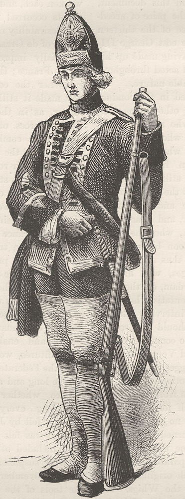 MILITARIA. A British grenadier c1880 old antique vintage print picture